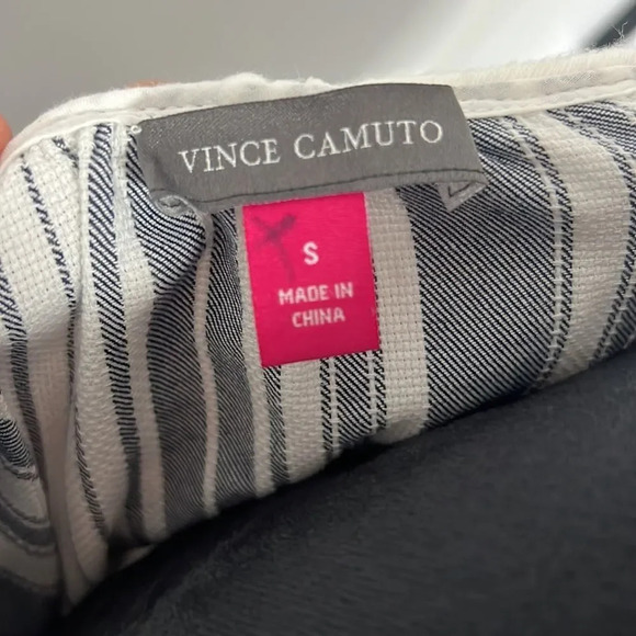 NWT VINCE CAMUTO Dobby Stripe Midi Ruffle Hem Sundress sz Small New Ivory - Picture 7 of 9